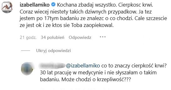 Izabella Miko skomentowała post Agnieszki Włodarczyk /Instagram