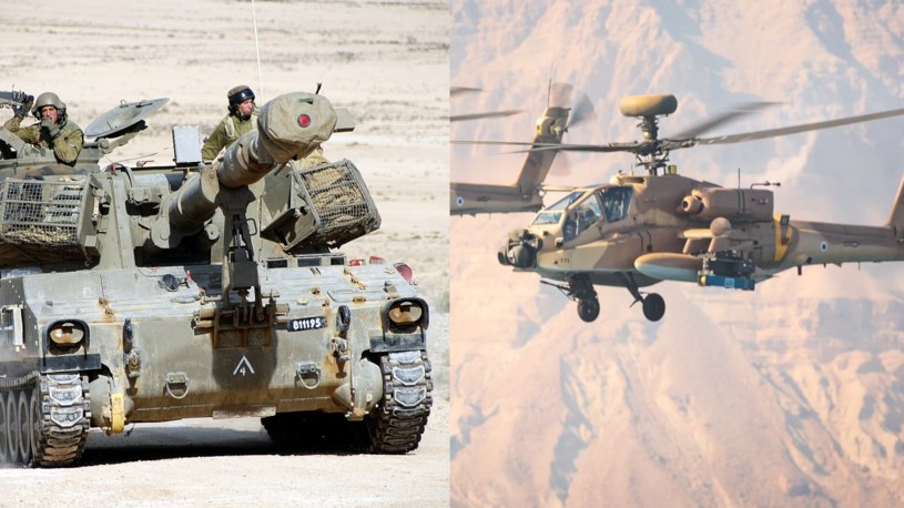 Izrael podczas operacji lądowy w Strefie Gazy wykorzystuje także haubice M109 oraz śmigłowce bojowe AH-64 Apache. Ostrzeliwują jednak pozycje Palestyńczyków jeszcze z terenów Izraela /IDF Spokesperson's Unit /Wikimedia
