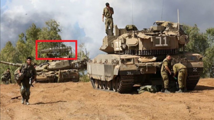 Izraelczycy modyfikują swoje czołgi przed atakiem na Strefę Gazy. To rozwiązanie z wojny na Ukrainie /@Osinttechnical /Twitter