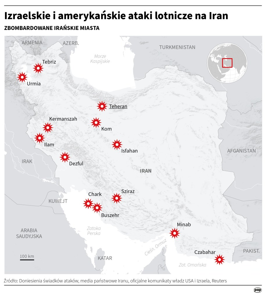 Izraelskie i amerykańskie ataki lotnicze na Iran /Maciej Zieliński /PAP