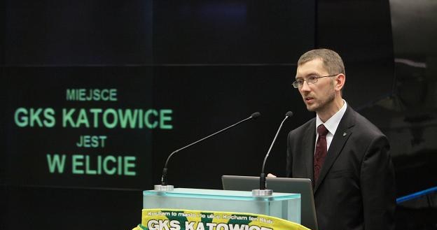 Jacek Krysiak, prezes Katowic, w czasie debiutu na NewConnect /PAP