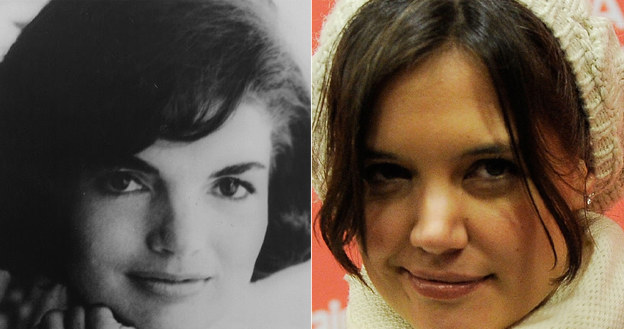 Jackie Kennedy i mająca wcielić się w nią w serialu, Katie Holmes / fot. Jemal Countess /Getty Images/Flash Press Media