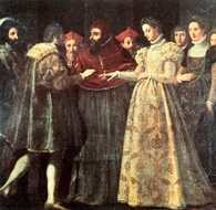 Jacopo Chimenti, Ślub Katarzyny Medycejskiej z Henrykiem II 28 X 1533, udzielany przez papieża Kle /Encyklopedia Internautica