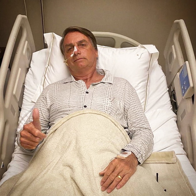 Jair Bolsonaro w szpitalu (zdjęcie pochodzi z jego konta na Twitterze) /Twitter /PAP/EPA