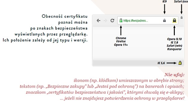 Jak poznać, że strona jest bezpieczna - ilustracja z raportu "Bezpieczeństwo zakupów w polskich sklepach internetowych" /materiały prasowe