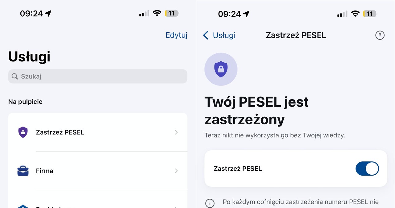 Jak zastrzec numer PESEL? W aplikacji mObywatel trwa to kilka sekund. /Dawid Długosz /INTERIA.PL