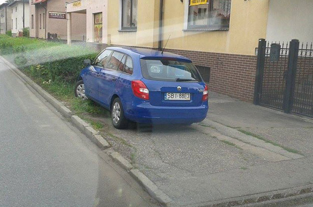 Jakim mandatem strażnicy miejscy powinni ukarać właściciela prezentowanej na zdjęciu Skody za parkowanie na trawniku...? /