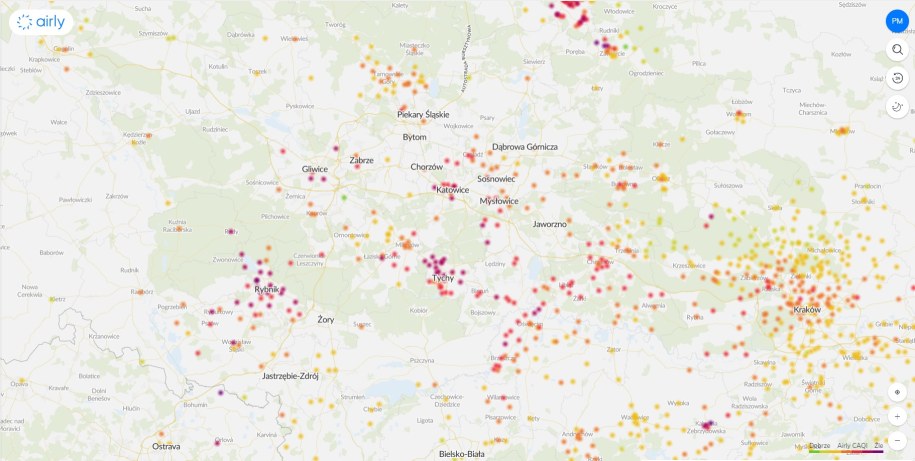 Jakość powietrza w województwie śląskim /airly /