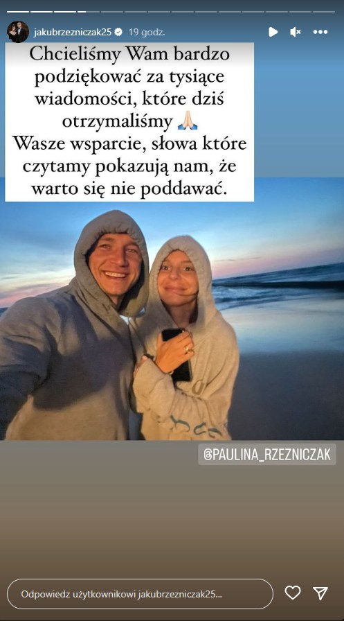 Jakub Rzeźniczak dziękuje na Instagramie /@jakubrzezniczak25 /Instagram