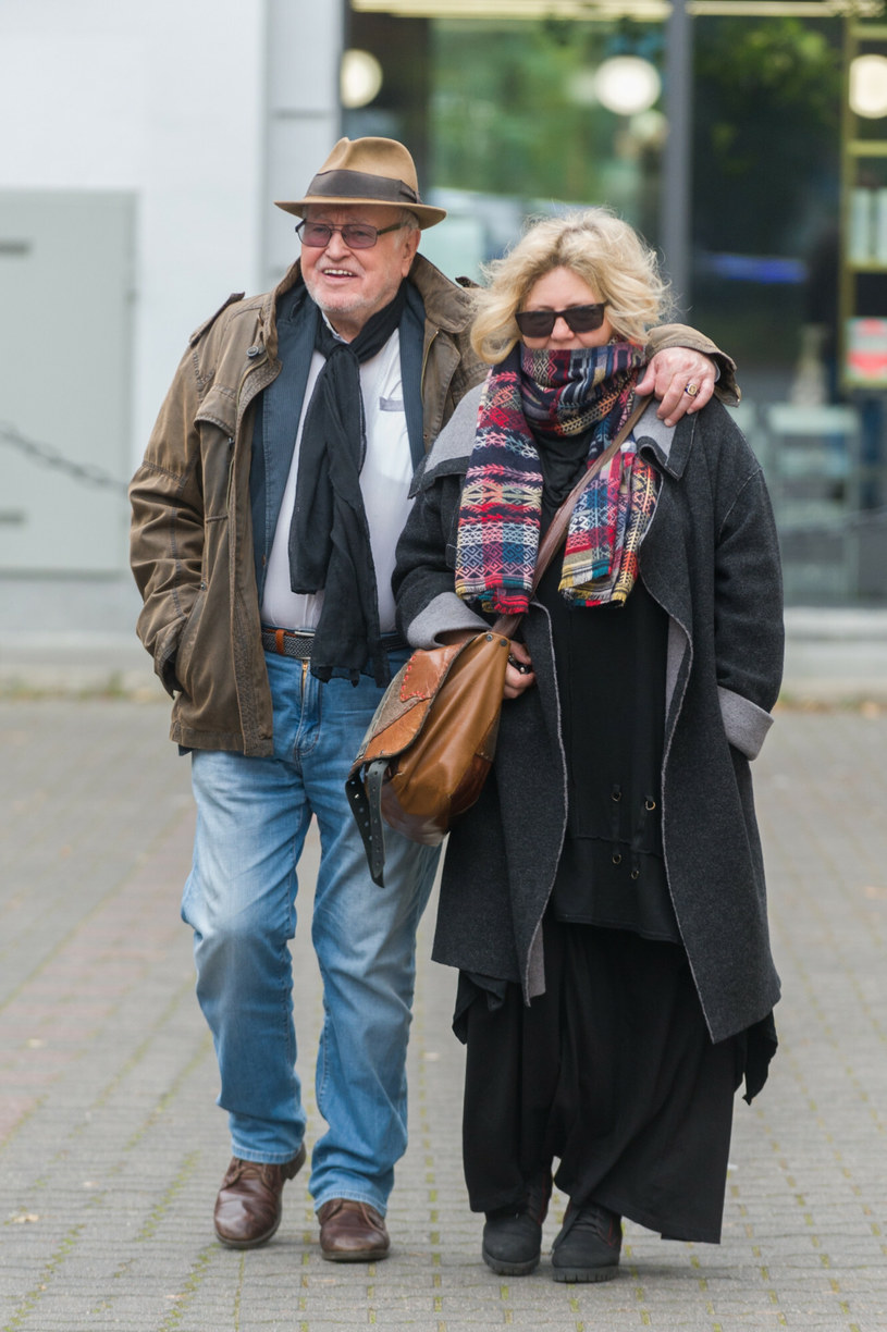 Jan Nowicki z żoną /Zawadzki /Reporter