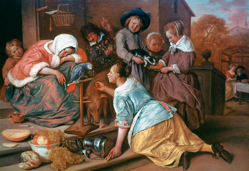 Jan Steen "Skutki pijaństwa", 1663-1665 r. (Galeria Narodowa w Londynie) /Domena publiczna /Getty Images