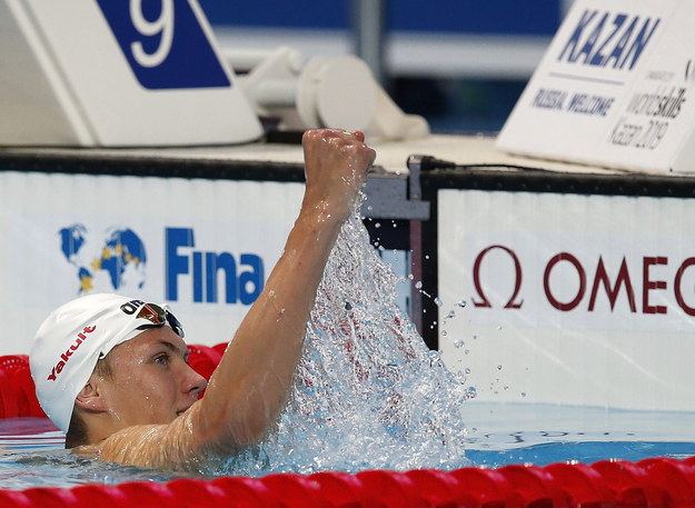 Jan Świtkowski z czasem 1.54,10 zdobył w Kazaniu brązowy medal pływackich mistrzostw świata na dystansie 200 m stylem motylkowym /PATRICK B. KRAEMER /PAP/EPA