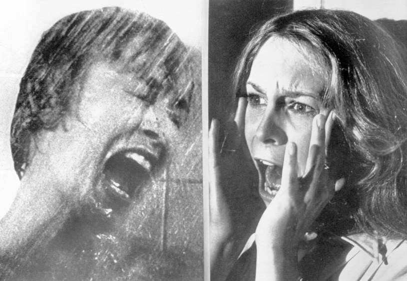 Janet Leigh w scenie z "Psychozy" (L) oraz Jamie Lee Curtis w horrorze "Halloween" (P) /Bettmann /Getty Images