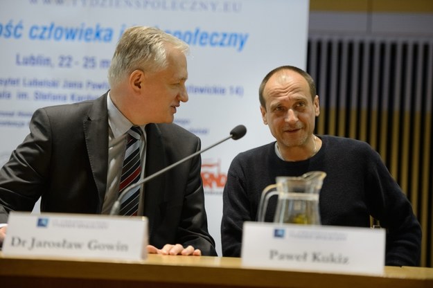 Jarosław Gowin i Paweł Kukiz w przyszłym tygodniu mają podpisać porozumienie o współpracy programowej /Wojciech Pacewicz /PAP