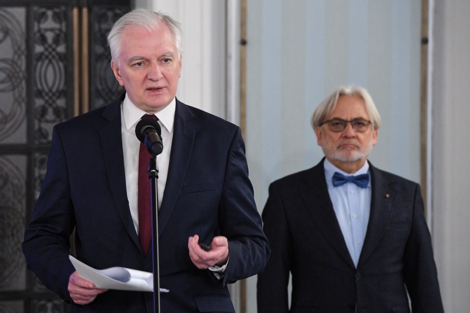 Jarosław Gowin i prof. Wojciech Maksymowicz /Radek  Pietruszka /PAP