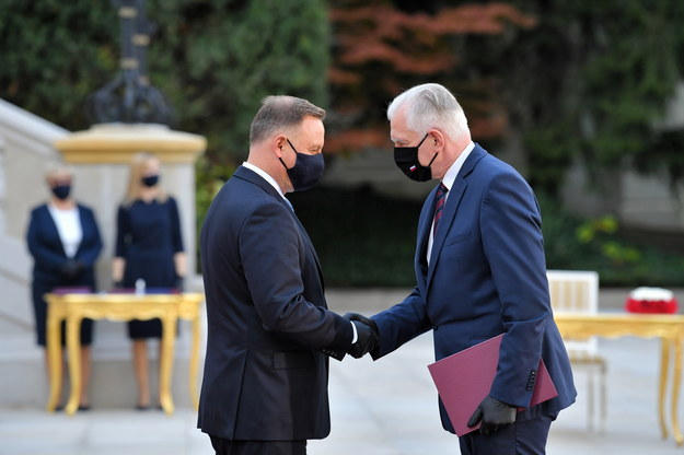 Jarosław Gowin odbiera nominację z rąk prezydenta Dudy / 	Radek Pietruszka   /PAP