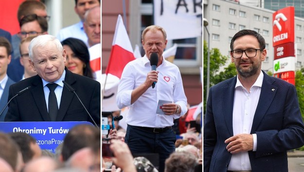 Jarosław Kaczyński, Donald Tusk i Daniel Obajtek. /Tomasz Golla, Sebastian Borowski, Radek Pietruszka /PAP