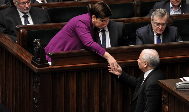 Jarosław Kaczyński i Beata Szydło w Sejmie /Marcin Obara /PAP