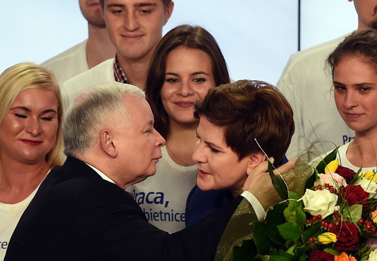 Jarosław Kaczyński i Beata Szydło "zmobilizowali sfrustrowanych i przestraszonych wyborców" /AFP