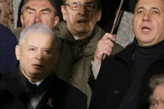 Jarosław Kaczyński i Joachim Brudziński podczas Marszu Wolności, Solidarności i Niepodległości /Paweł Supernak /PAP