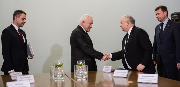 Jarosław Kaczyński i lider SLD Leszek Miller /Jakub Kamiński   /PAP