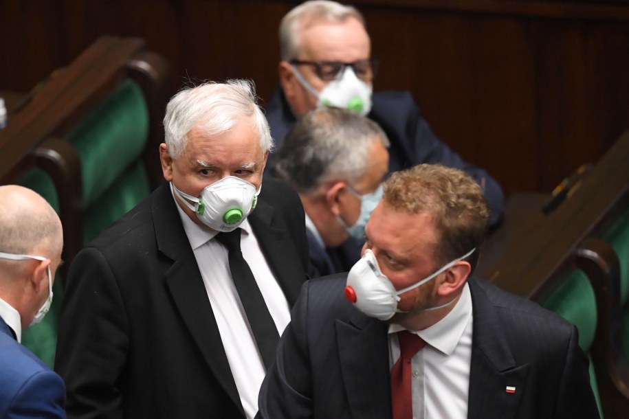 Jarosław Kaczyński i Łukasz Szumowski / 	Radek Pietruszka   /PAP