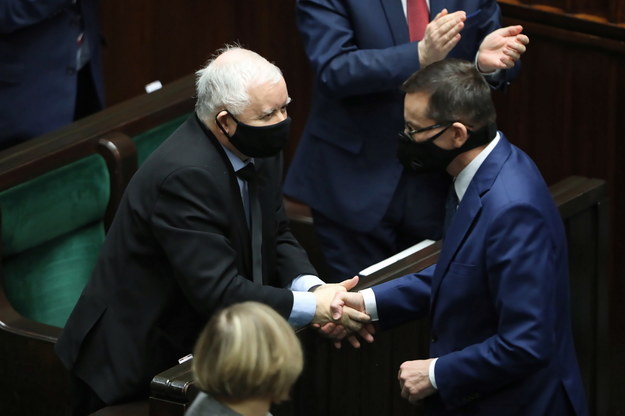 Jarosław Kaczyński i Mateusz Morawiecki /Wojciech Olkuśnik /PAP