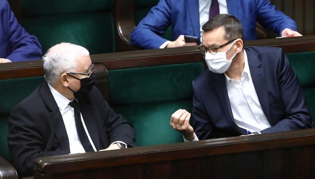 Jarosław Kaczyński i Mateusz Morawiecki /Rafał Guz /PAP