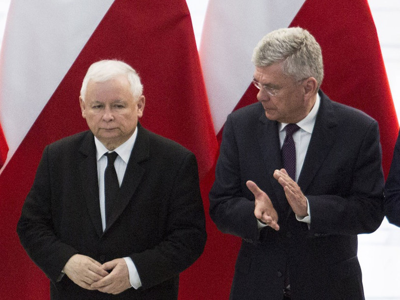 Jarosław Kaczyński i Stanisław Karczewski /Andrzej Hulimka  /Reporter