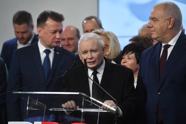 Jarosław Kaczyński, Jacek Sasin i Mariusz Błaszczak /Piotr Nowak /PAP
