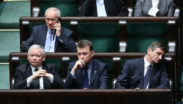 Jarosław Kaczyński, Mariusz Błaszczak i Marek Kuchczyński /Rafał Guz /PAP