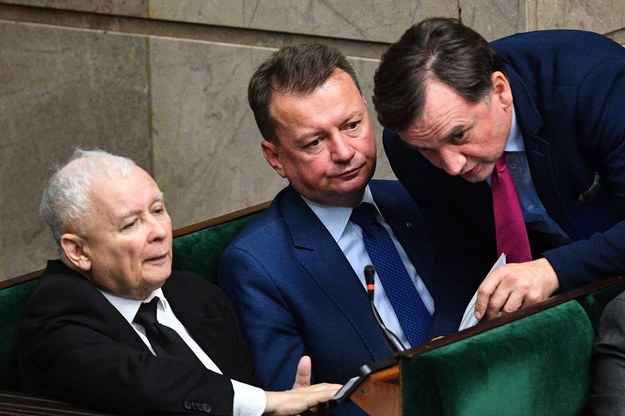 Jarosław Kaczyński, Mariusz Błaszczak i Zbigniew Ziobro /Radek Pietruszka /PAP