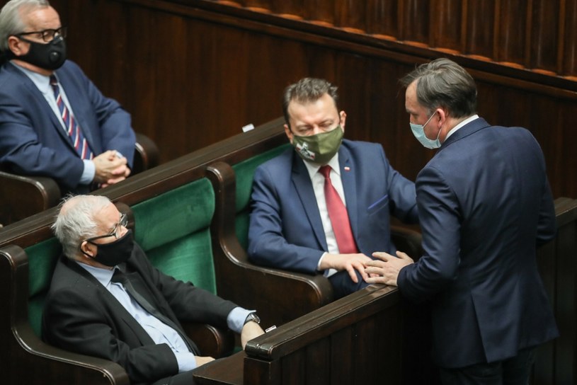 Jarosław Kaczyński, Mariusz Błaszczak, Zbigniew Ziobro w Sejmie / Fot. Andrzej Iwanczuk /Reporter