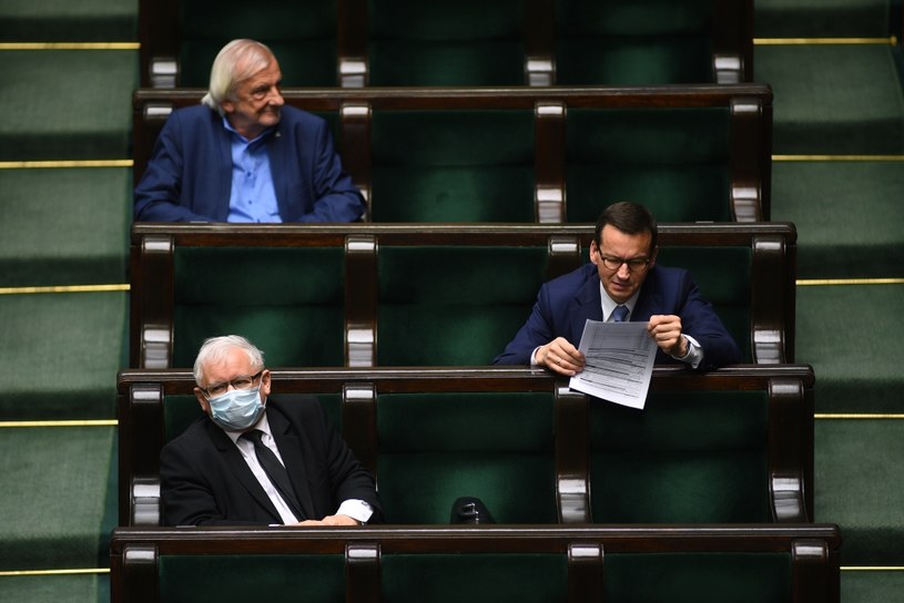 Jarosław Kaczyński, Mateusz Morawiecki i Ryszard Terlecki w Sejmie /Adam Chelstowski /Agencja FORUM