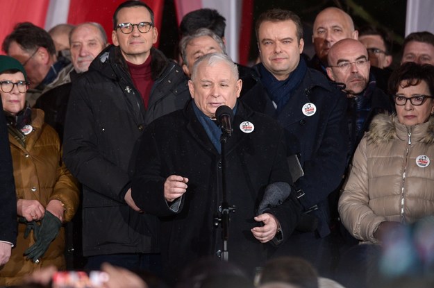Jarosław Kaczyński na manifestacji w Warszawie / 	Marcin Obara  /PAP