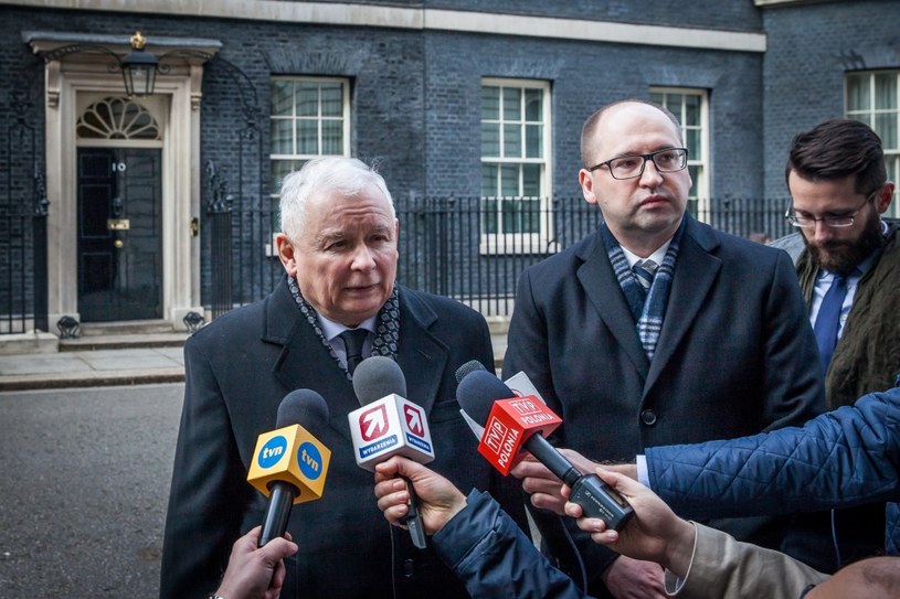 Jarosław Kaczyński po spotkaniu z premier Theresą May /Piotr Apolinarski /Agencja FORUM