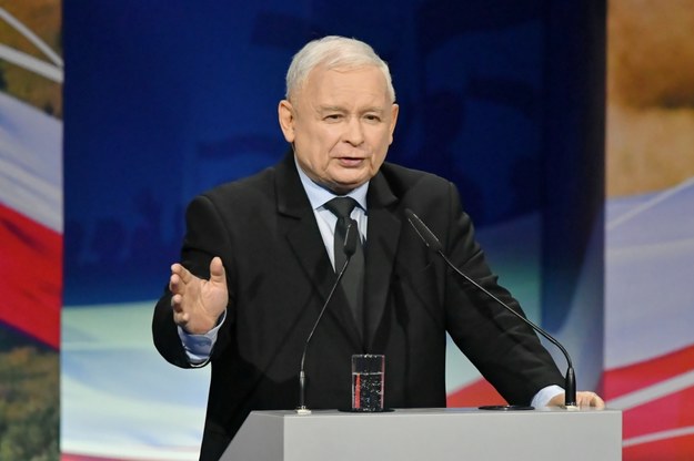 Jarosław Kaczyński podczas konwencji wyborczej / 	Piotr Polak    /PAP