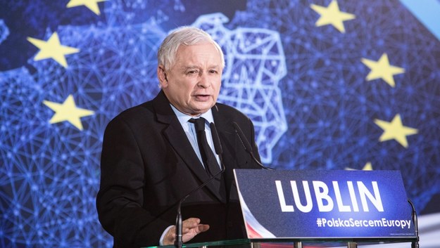 Jarosław Kaczyński podczas przemówienia w Lublinie /Wojtek Jargiło /PAP