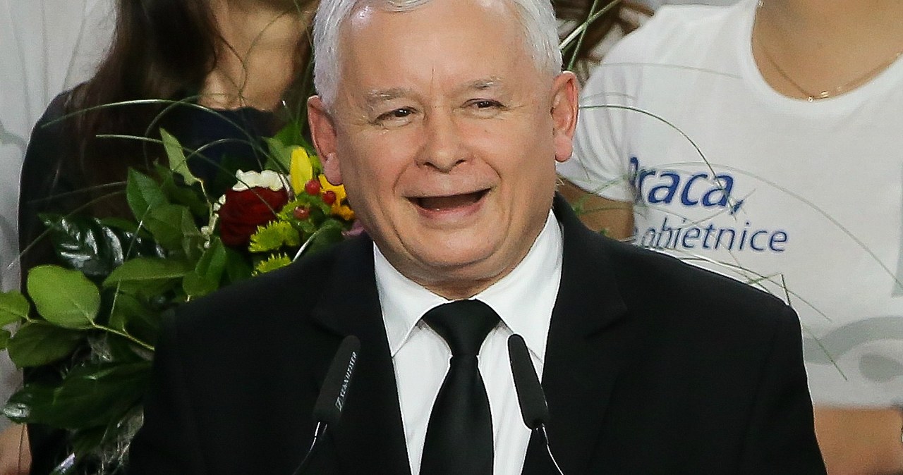 Jarosław Kaczyński podczas wieczoru wyborczego Prawa i Sprawiedliwości /Paweł Supernak /PAP