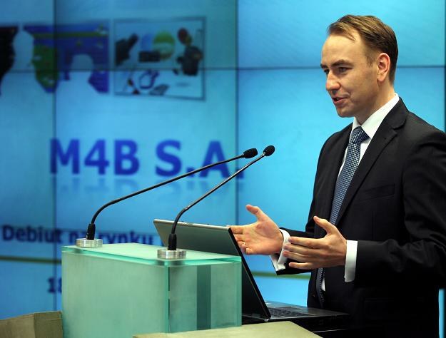Jarosław Leśniewski, prezes M4B, podczas debiutu na NewConnect /PAP