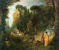 Jean Antoine Watteau, Spotkanie w parku /Encyklopedia Internautica