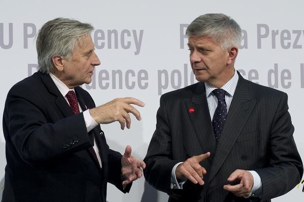 Jean-Claude Trichet (L), szef EBC i Marek Belka (P), prezes NBP /AFP