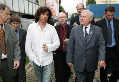 Jean Michael Jarre i Lech Wałęsa w Gdańsku /AFP