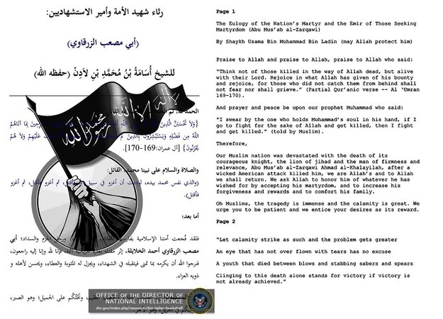 Jeden z dokumentów bin Ladena wraz z angielskim tłumaczeniem /US OFFICE OF THE DIRECTOR OF NATIONAL INTELLIGENCE /PAP/EPA