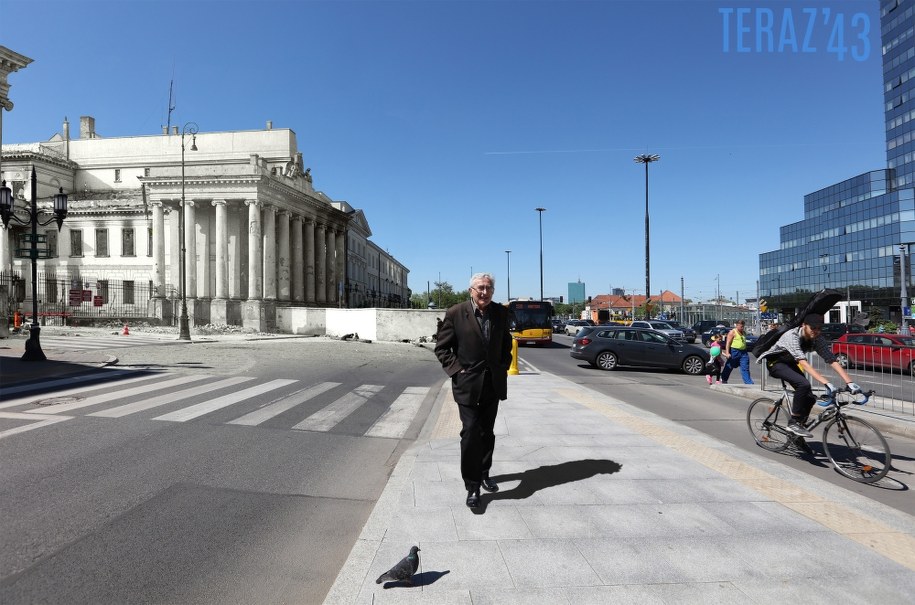 Jeden z kolaży opublikowanych w książce. Jan Jagielski przy Placu Bankowym. Oryginalne zdjęcie pochodzi z Bundesarchiv Koblenz /Teraz'43/Marcin Dziedzic /