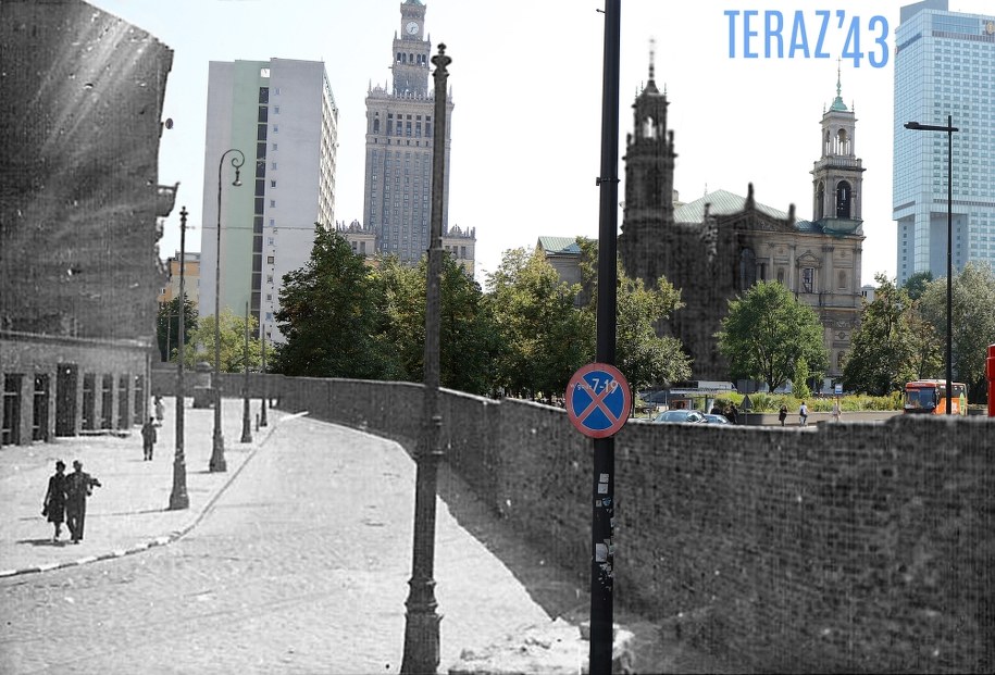 Jeden z kolaży opublikowanych w książce. Plac Grzybowski, widok od strony północnej /Teraz'43/Marcin Dziedzic /