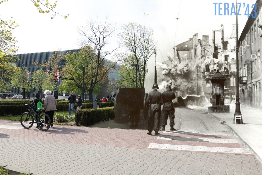 Jeden z kolaży zamieszczonych w książce. Zamenhofa 26 przed Gęsią. Archiwalne zdjęcie pochodzi z raportu Stroopa /Teraz'43/Marcin Dziedzic /