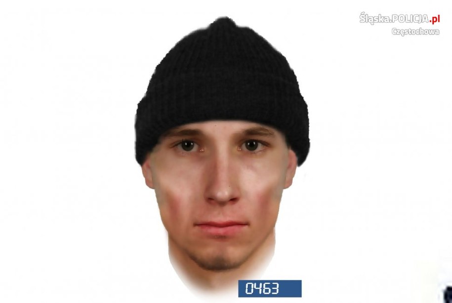 Jeden z portretów pamięciowych poszukiwanego napastnika /Śląska policja /