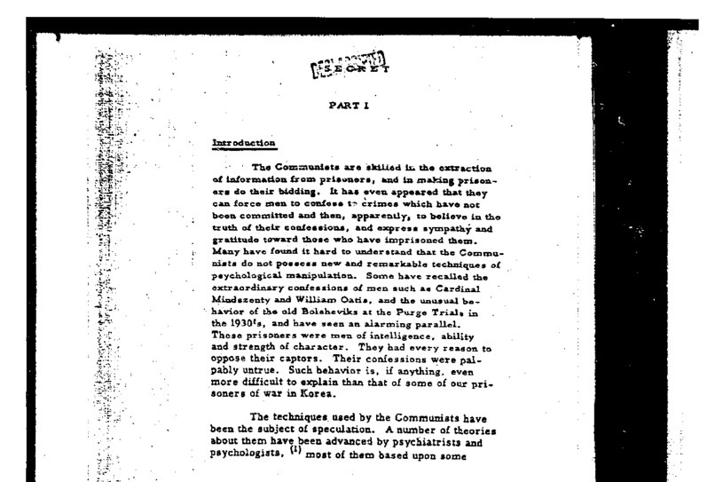 Jedna z odtajnionych stron dokumentacji MK-Ultra /Wikipedia