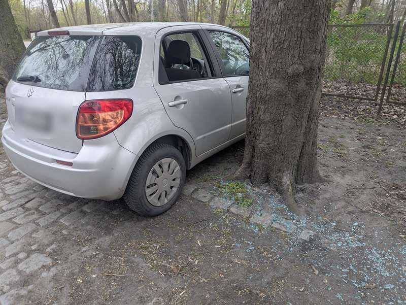 Jedno z uszkodzonych aut /KPP Milicz /Policja